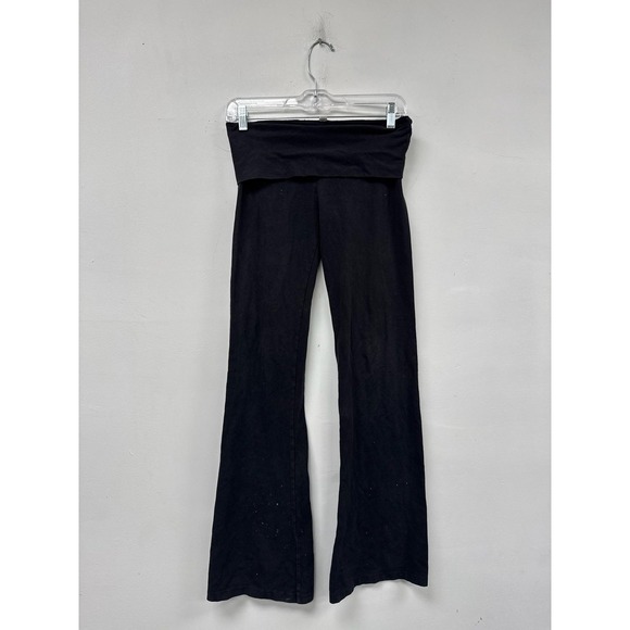 Victoria's Secret Pants - Victoria's Secret Pants Womens‎ Small Black Angel Wings Yoga Foldover Flare Y2K